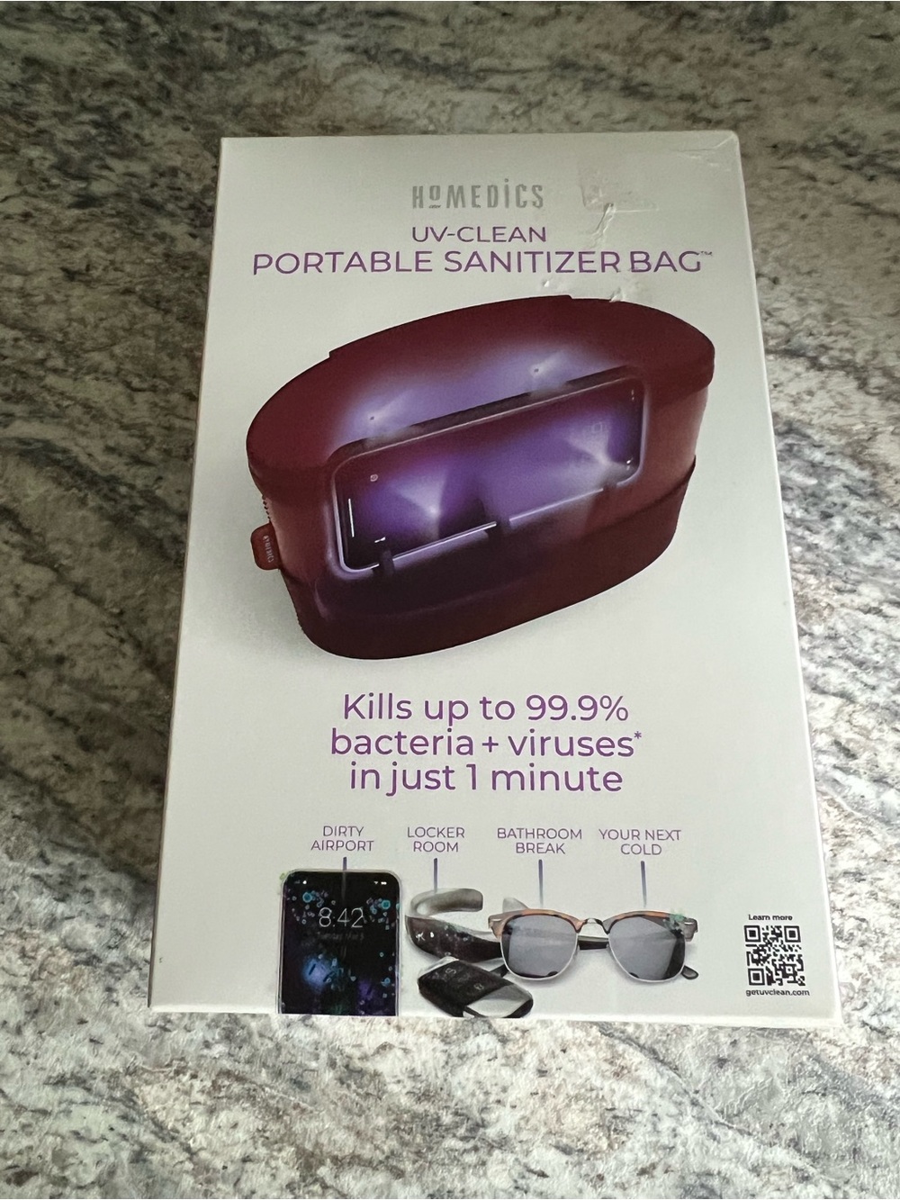 Homedics UV-Clean Portable Sanitizer Bag NIB